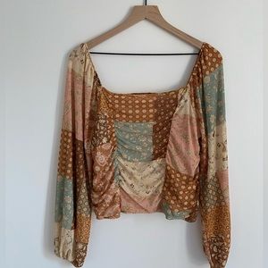 patchwork pattern blouse